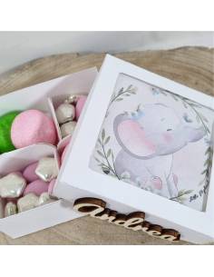 Scatole portaconfetti elefantina per confettata Battesimo bimba