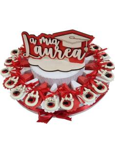 Torta bomboniere laurea originali lucchetto con tocco nero