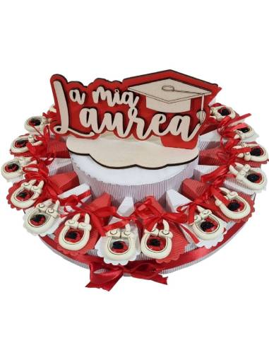 Torta bomboniere laurea originali lucchetto con tocco nero