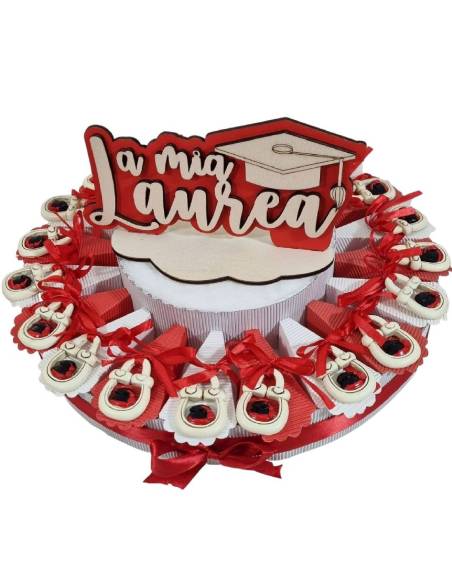 Torta bomboniere laurea originali lucchetto con tocco nero