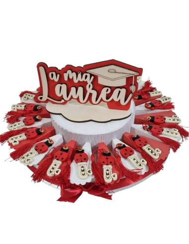 Chiavi coccinella bomboniere a torta per laurea complete