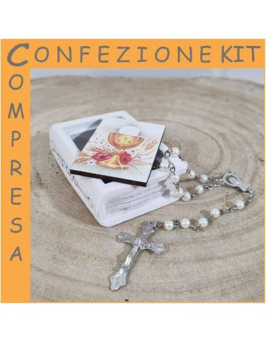 Bomboniera rosario per Comunione scrigno a forma di Vangelo| Sindy Bomboniere