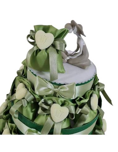 Torta bomboniera promessa di matrimonio cuore verde