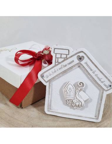 Bomboniere sacre Cresima casetta con frase incisa
