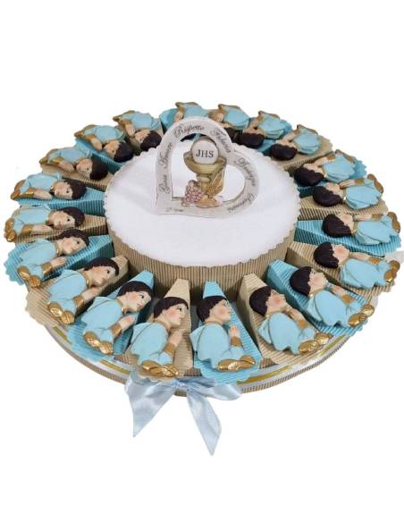 Torta bomboniere Comunione maschio calamite e centrale cuore