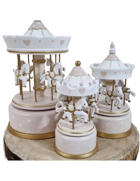 Bomboniere Battesimo carillon gemelli giostra cavalli carillon