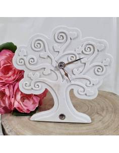 Regalo madrina Cresima albero della vita orologio da tavolo bianco