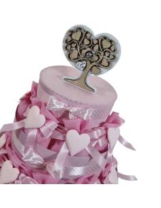 Torta porta bomboniere sacchetti rosa confezionati cuore