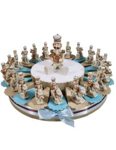 Torta bomboniere soldatini schiaccianoci a cavallo color marmo e oro