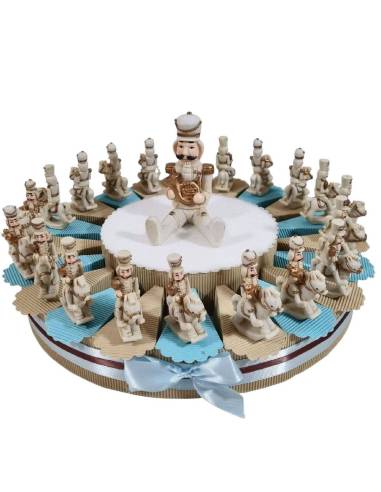 Torta bomboniere soldatini schiaccianoci a cavallo color marmo e oro