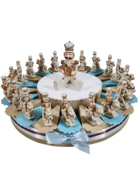 Torta bomboniere soldatini schiaccianoci a cavallo color marmo e oro