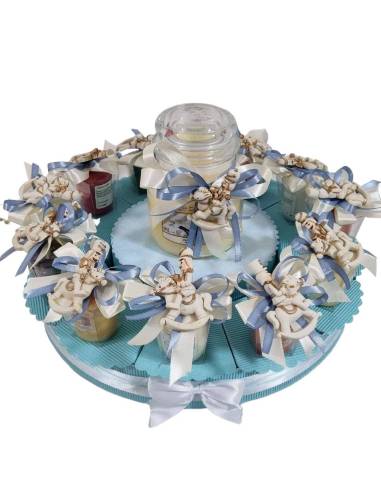 Torta bomboniere con candele Yankee e calamite soldatini