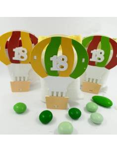 Scatoline portaconfetti per 18 anni mongolfiera in legno