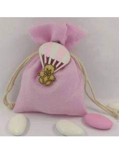 Sacchetti Battesimo bimba orsetto mongolfiera