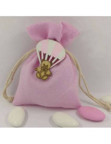 Sacchetti Battesimo bimba orsetto mongolfiera
