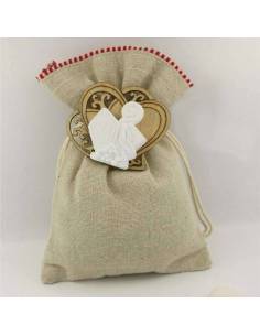 Sacchetti Cresima decorati con cuori stilizzati con simboli sacri