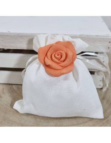 Sacchetti confetti Comunione gessetto fiore arancione