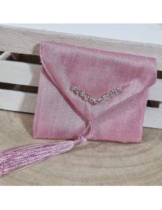 Sacchetti bomboniere eleganti a busta con nappa rosa