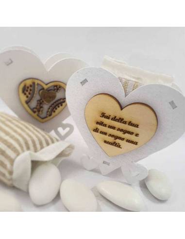 Scatoline Cresima cuore in legno con frase