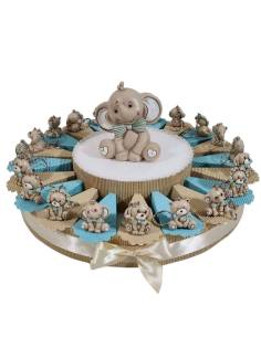 Torta bomboniere animali savana portachiavi