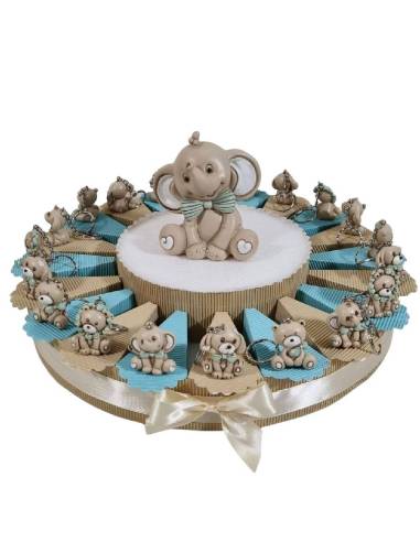 Torta bomboniere animali savana portachiavi