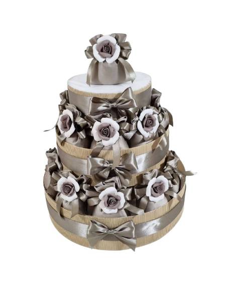 Sacchetti portaconfetti fiore capodimonte bicolore struttura