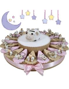 Torta di bomboniere offerta animaletti portachiavi completi