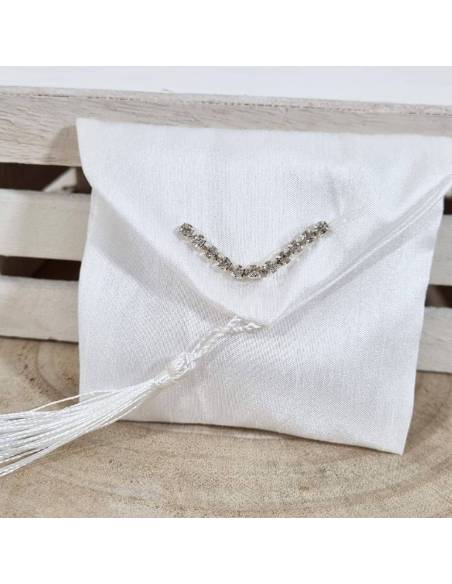 Sacchetti confetti matrimonio bianchi con strass