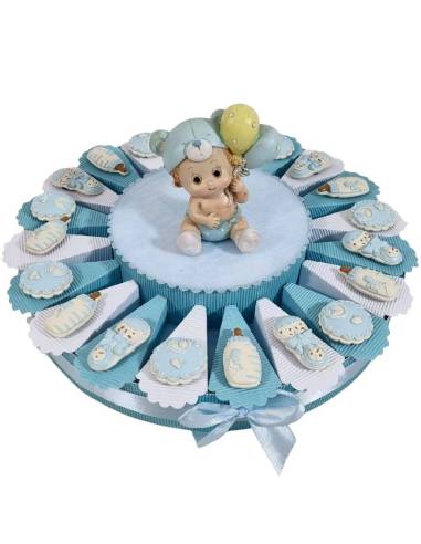 Torta bomboniere nascita maschio magneti bebè