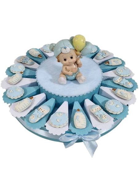 Torta bomboniere nascita maschio magneti bebè