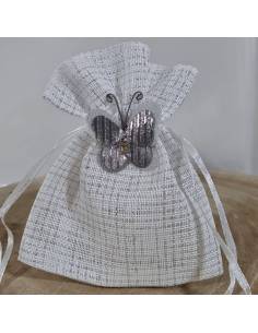 Sacchetti portaconfetti argentati farfalla strass