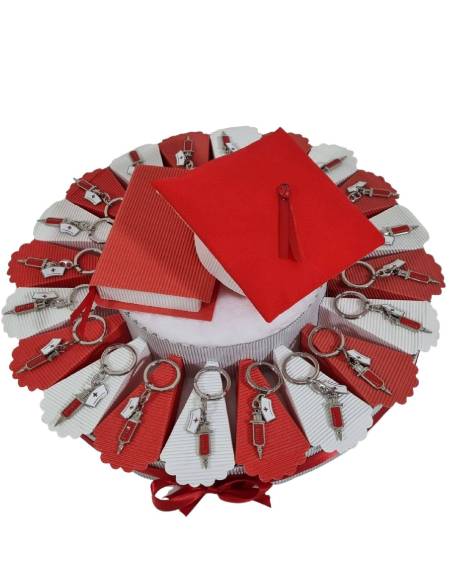Torta bomboniere laurea infermieristica portachiavi siringa e cappello| Sindy Bomboniere