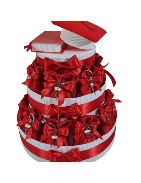 Torta bomboniere laurea infermiera sacchetti portachiavi