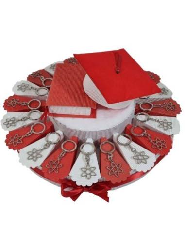torta bomboniere laurea atomo portachiavi