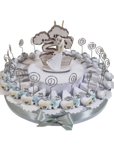Torta bomboniere nozze d'argento clip cuori