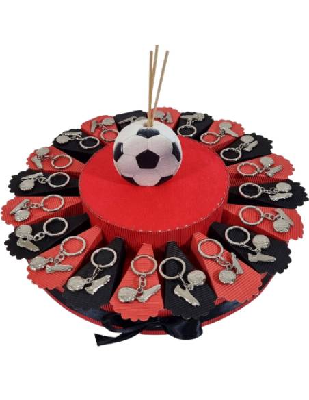 Torta bomboniere calcio scarpetta e pallone portachiavi