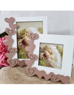 Portafoto bomboniere matrimonio cuori in legno