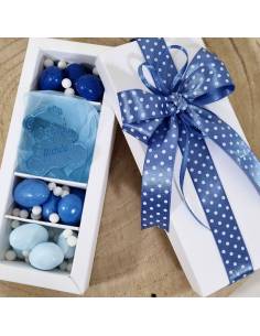 Orsetti per bomboniere azzurro in plexiglass con cuore