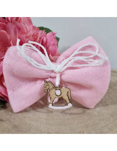 Sacchetti portaconfetti rosa cavalluccio legno