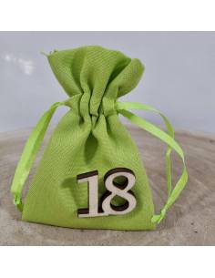 Portaconfetti 18 anni verdi con numero in legno