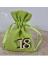 Portaconfetti 18 anni verdi con numero in legno