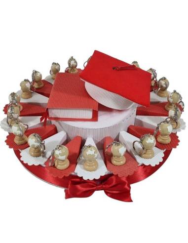 Torta bomboniere laurea mappamondo portachiavi