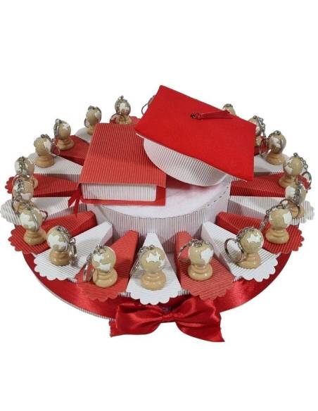 Torta bomboniere laurea mappamondo portachiavi