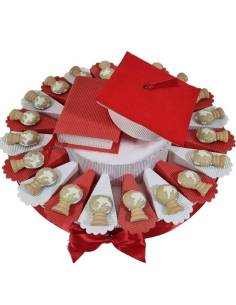 Torta bomboniere laurea mappamondo magnete confetti rossi