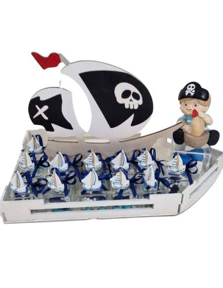 Bomboniere pirata portaconfetti torta barca a vela e salvadanio
