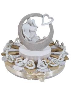Torta bomboniere matrimonio cuori bianchi