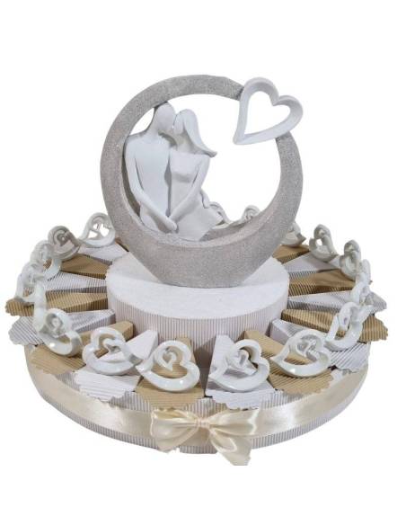 Torta bomboniere matrimonio cuori bianchi