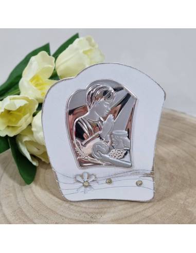 Bomboniere Comunione maschio sacre portaritratto shabby placca argento