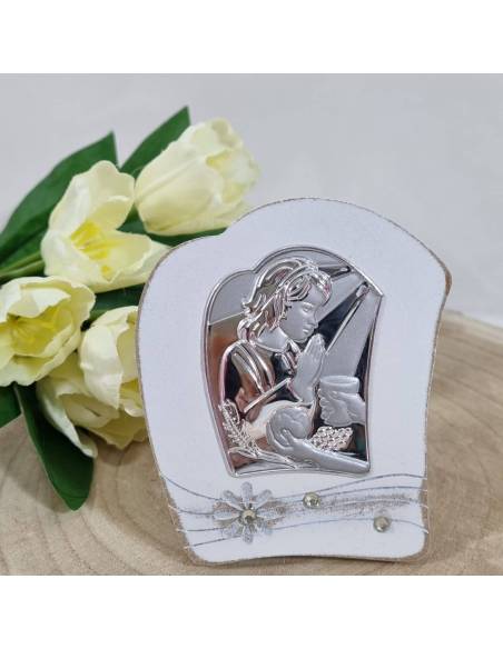 Bomboniere Comunione maschio sacre portaritratto shabby placca argento