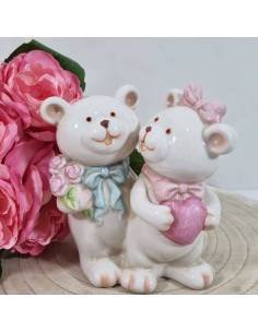 Bomboniere matrimonio orsetti innamorati in ceramica